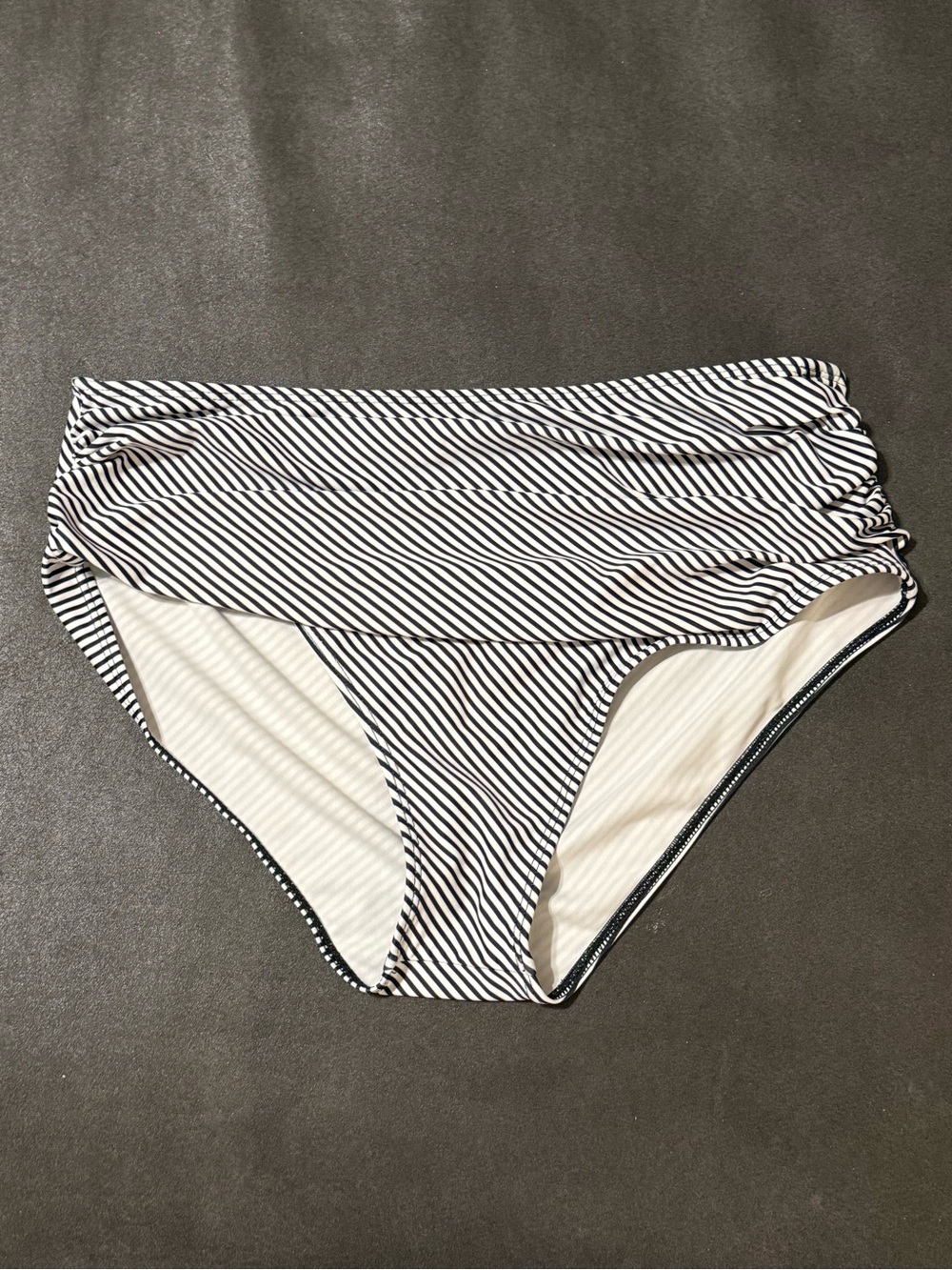 Classic Black & White Striped High-Waist Swim Bottom